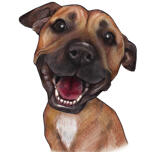 Lustiges Boxer-Hundekarikatur-Porträt im Farbstil von Fotos
