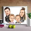 Parents with Children Cartoon Drawing in Colored Style as Print on poster