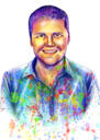 Pielāgots varavīksnes cilvēka portrets no fotoattēliem ar akvareļu stila šļakatām