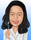 Sjov pædiatrisk tandlæge karikatur i farve stil fra foto