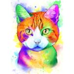 Akvarel duhová kočka portrét