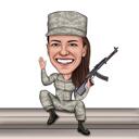 Soldat cu caricatură colorată cu armă