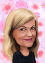 Glad kvinnodag - skräddarsytt tecknat porträtt i färgstil från foto