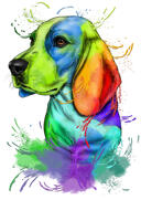 Portrait+de+dessin+anim%C3%A9+de+chat+noir+et+blanc+avec+fond+turquoise+dans+un+style+aquarelle