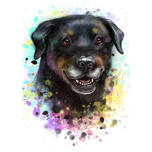Rottweiler hund tecknad karikatyr konstritning i akvarellstil från foton