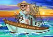 Couple+Caricature+Suntanning+on+Boat