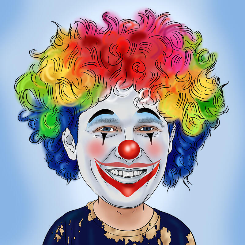 Clown Caricature Hand-drawn From Photos