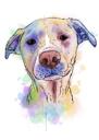 Watercolor Dog Portrait in Pastel Coloring with Colored Background