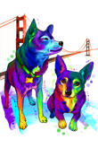 Chien+Dessin+Portrait+Style+Aquarelle+Arc-en-ciel
