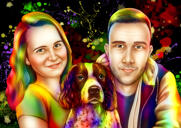 Cadeau de fête des mères à l'aquarelle - Caricature de famille