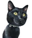 Ievērojama kaķa portreta karikatūra no fotoattēliem krāsainā stilā
