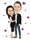 Caricatura de pareja romántica: tomados de la mano