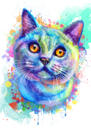 Portrait de chat arc-en-ciel avec éclaboussures