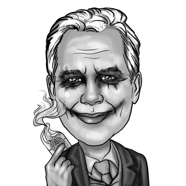 Caricatura de Joker en estilo blanco y negro