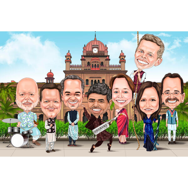Indian Bollywood Group Caricature