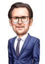 Head and Shoulders Insurance Salesperson Cartoon Portrait from Photos