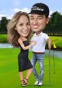 Forever Together - Anniversary Couple Caricature Gift with Personalized Background
