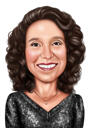 Curly Hair Woman Caricature in Color Style from Photos
