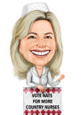 Caricatura de persona personalizada sosteniendo un cartel