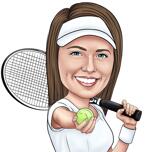 Теннисная карикатура: рисунок в цифровом стиле