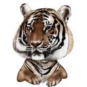 Portrait de dessin animé de tigre coloré