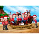 Zaměstnanci společnosti v Santa Sleigh Vánoční karikatura