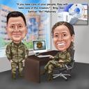 Retrato de dibujos animados de una pareja militar