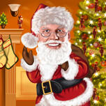 Карикатура на Санта-Клауса: подарок на рождественскую открытку