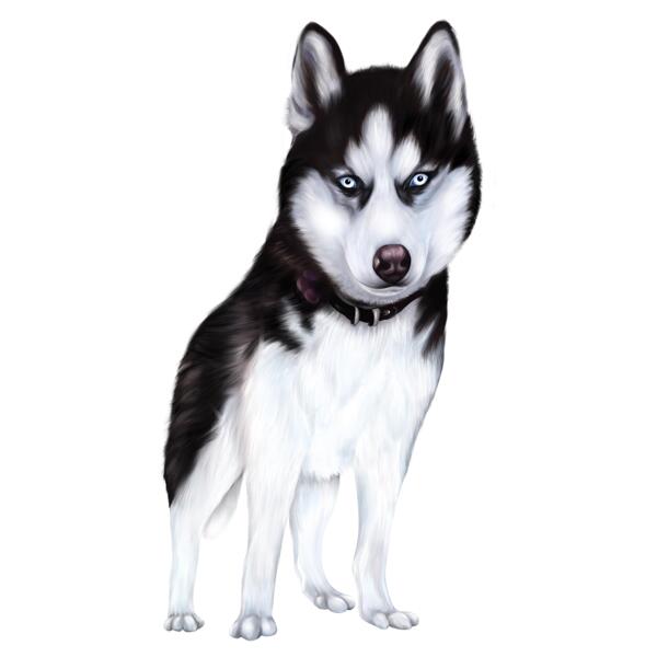 Helkroppstecknad husky