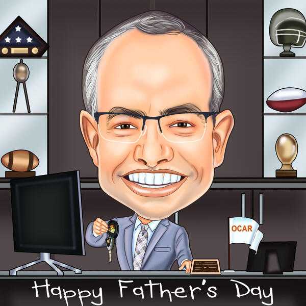 Drukājams karikatūru zīmējums tiešsaistē Tēva dienā