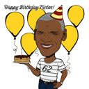 Caricatura de aniversário personalizada, desenhada à mão a partir de uma foto.