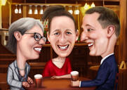 Skupina v baru Barevná karikatura