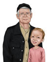 Father and Kid Portrait in Colored Style from Photo
