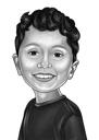 Dessin de caricature d'enfant à partir d'une photo dans un style noir et blanc