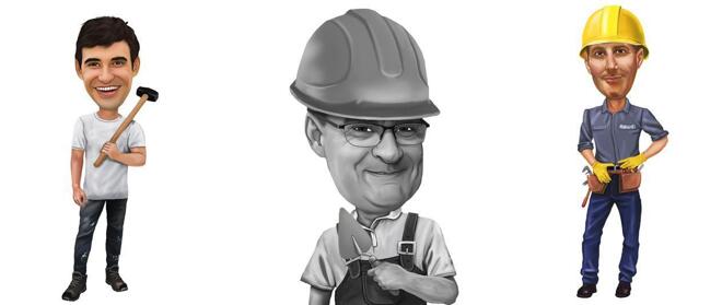 Caricatura de trabajador de manitas