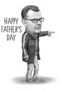 Pilna ķermeņa karikatūras portreta zīmējums Tēva dienā