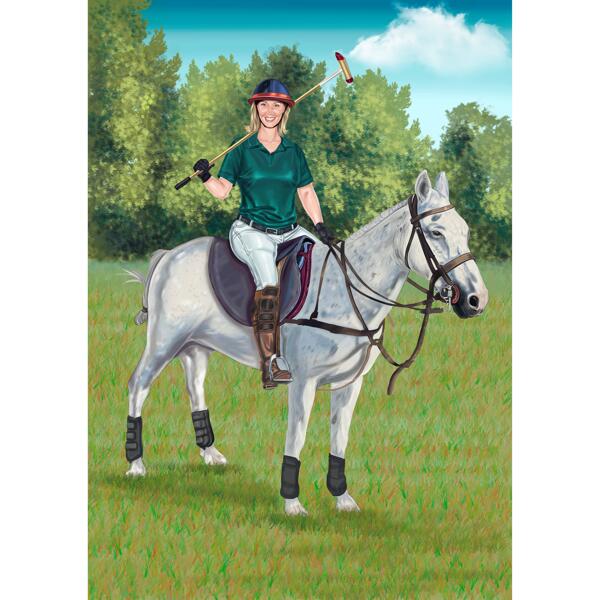Realistický portrét jezdce na koni