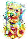 مخصص الكلب الكرتون - نمط ألوان مائية الباستيل كامل الجسم