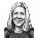 Portrait de femme dessiné à la main en noir et blanc