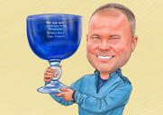 Champion Trophy Cartoon Drawing from Photos for Winner Gift