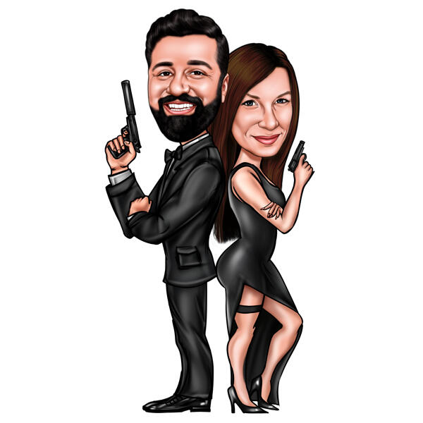 desenho animado casal James Bond