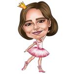 Full Body Young Ballerina Caricature in Color Style from Photo