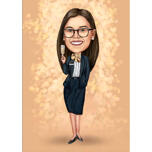 Woman with Glass of Champagne Caricature