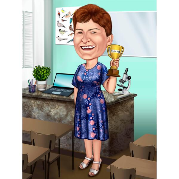 Best Teacher Trophy Caricature Drawing