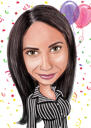 Happy Birthday Caricature on 30th Anniversary Gift for Her