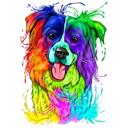 Portret de caricatură acuarelă Collie