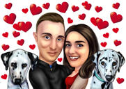 Romantic Caricature with Dogs