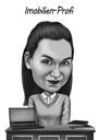 Person Social Survey Specialist Caricature from Photo in Black and White Style