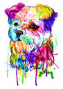 Portret de desene animate personalizat cu cap de câine în stil acuarelă cromatică din fotografii