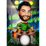 Caricatura personalizada de baterista de fotos para amante de bateria